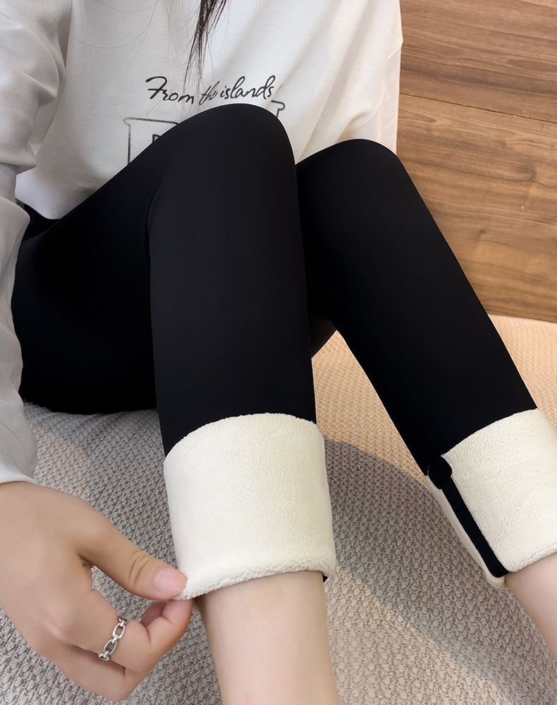 加绒打底裤女外穿收腹提臀加厚保暖瑜伽秋冬季羊羔绒鲨鱼裤芭比裤详情30