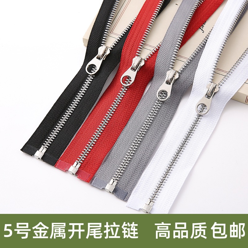 No. 5 metal single opening titanium alloy metal zipper opening clothing zipper in stock supply metal opening zipper pic 1