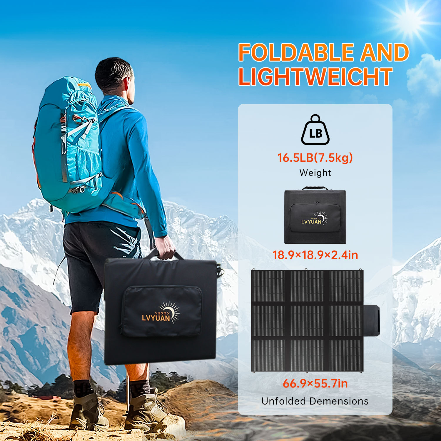 途阳300W地毯式太阳能折叠包单晶太阳能电池板户外便携应急充电详情4