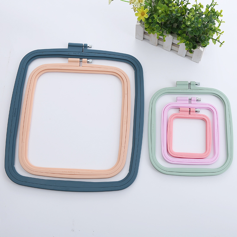 Embroidery machine accessories: Middle adjustable flower stand, round embroidery frame, embroidery stretch, candy-colored ABS plastic square embroidery ring pic 21