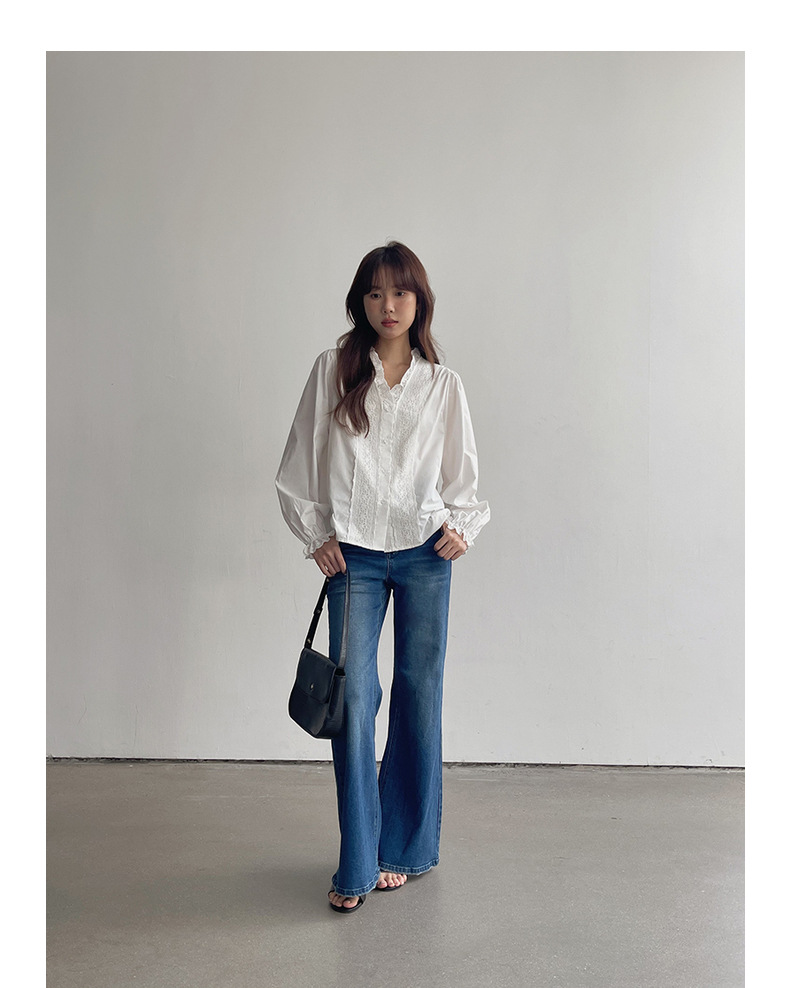 【90s Retro Horn 】 Ge Ming High-waisted slightly flared jeans for Women 2025 Spring New floor-length Pants R155H pic 51