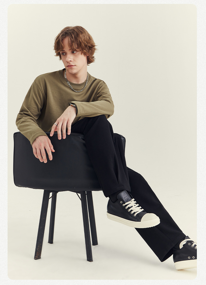 APO男装|2024秋季新款男士长袖T恤潮流宽松刺绣圆领打底衫男上衣详情10