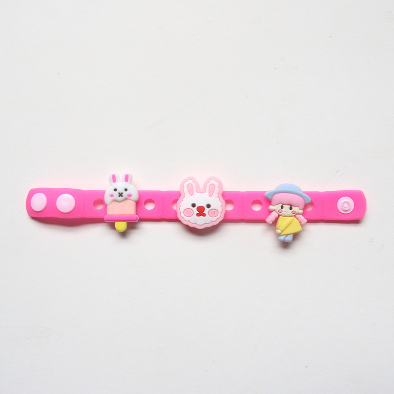 跨境DIY硅胶手环儿童洞洞手腕带子母扣可爱pvc软胶配件批发定制详情8