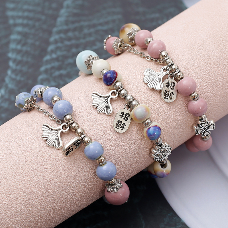 新中式文艺复古陶瓷手链女学生闺蜜礼物景德镇陶瓷饰品批发详情7