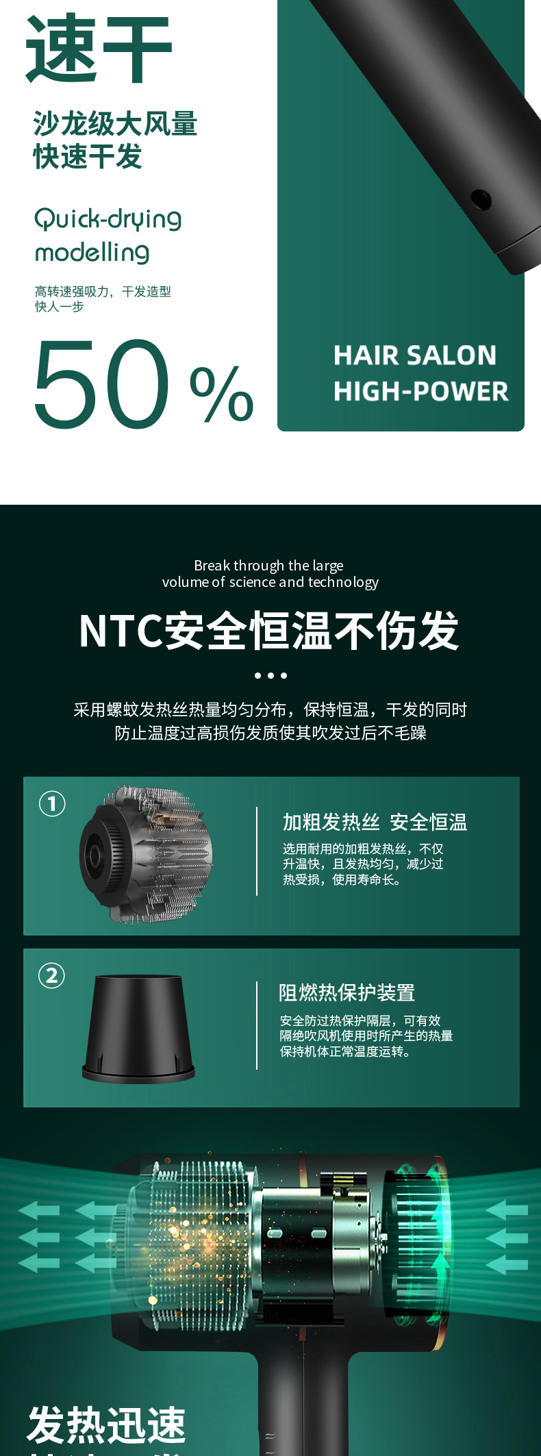 Cross-border new model hair dryer, household dormitory small power cold and hot hair dryer, blue light hair dryer manufacturer wholesale gift M142 pic 7