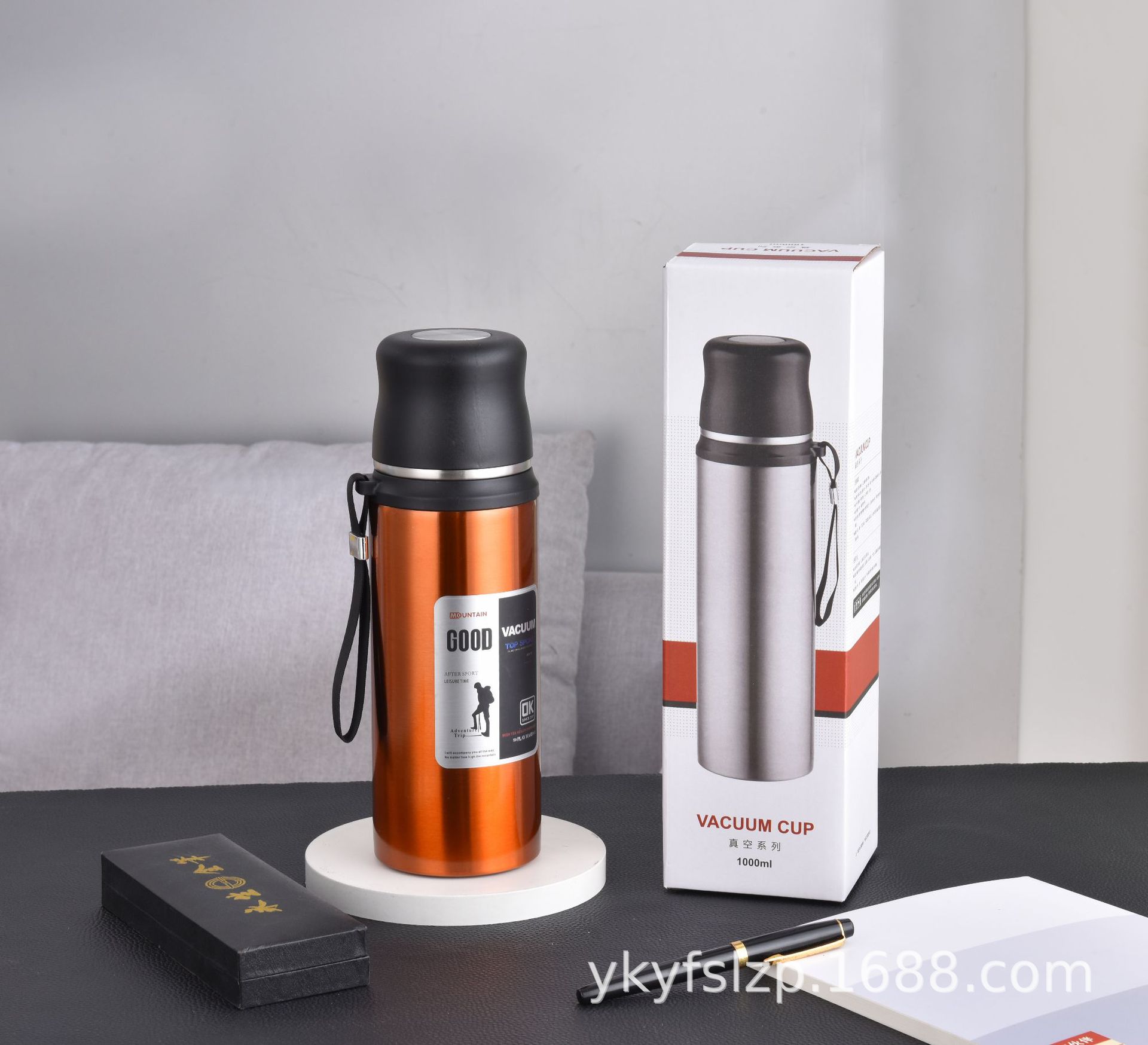 新款大容量304不锈钢真空保温杯 茶水分离户外双饮盖便携式保温杯 时尚耐用保温效果好详情12