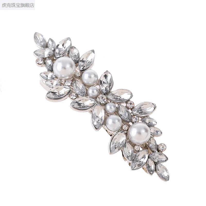 Wholesale of new cross-border elegant and stylish spring clips, alloy hair clips, rhinestone, Korean version of the back of the head ponytail clip headwear pic 17