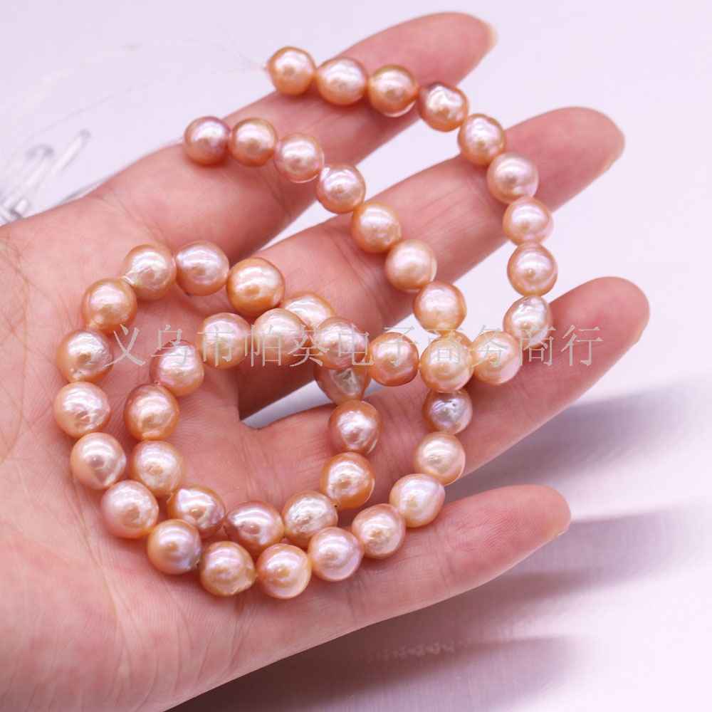 天然淡水珍珠粉紫色有核珍珠DIY手工制作饰品配件串珠材料批发详情9