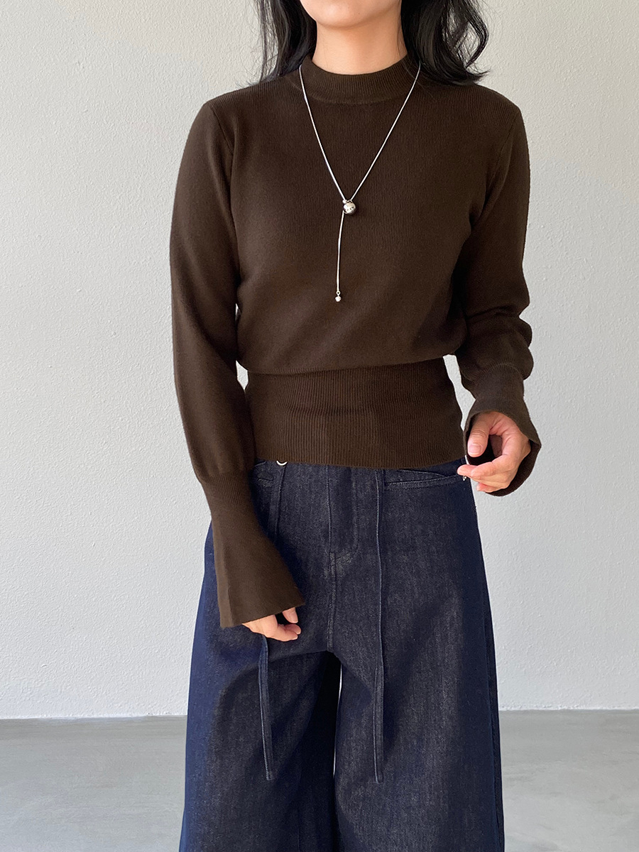 Jiangzuo [Winter Daylight] Korean-style semi-high neck flared sleeve knitted sweater for women to slim their waisted waist in winter 3012 pic 34