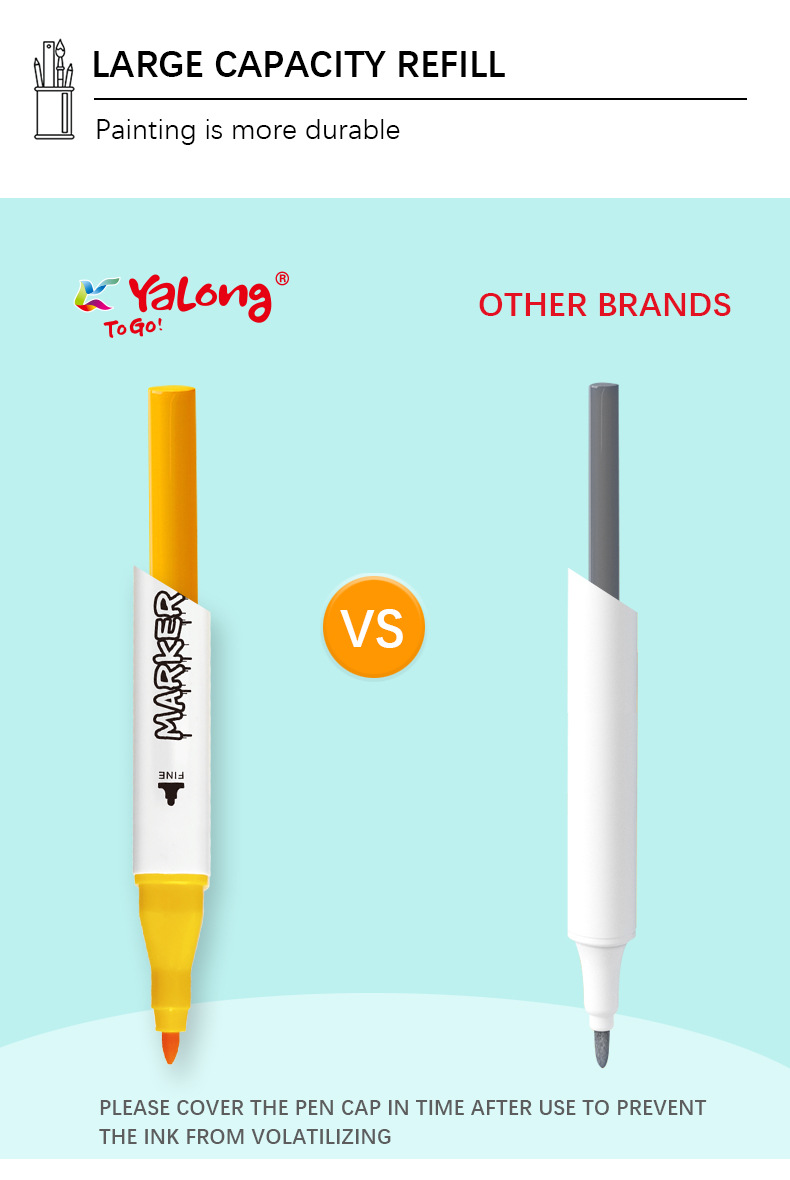 Yalong Cross-border high-quality student art Supplies: 18 color-marked double-brush pointed marker pens Marcadores pic 4