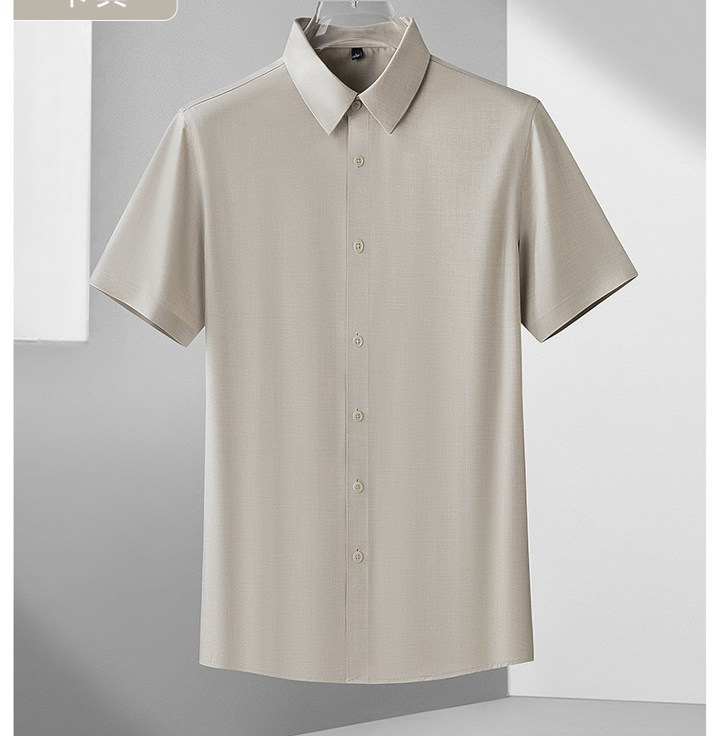 Modal Ice Silk shirt for men, short-sleeved, wrinkle-free, cool summer white shirt, high-end, seamless business formal wear pic 28