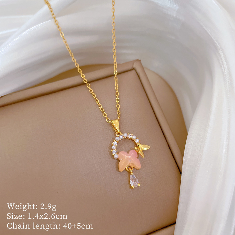 【钛钢】铜微镶爱心时尚轻奢气质华丽满钻项链女百搭锁骨链钛钢详情18