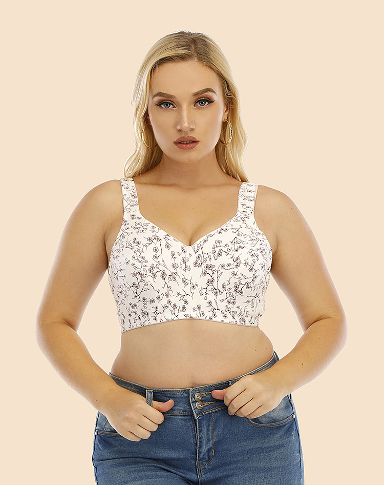 Chinese-style cotton bras without steel rims, large-sized printed bras, Chinese-style wide-shoulder straps, comfortable underwear, European and American bras, DEF breathing type bra pic 10