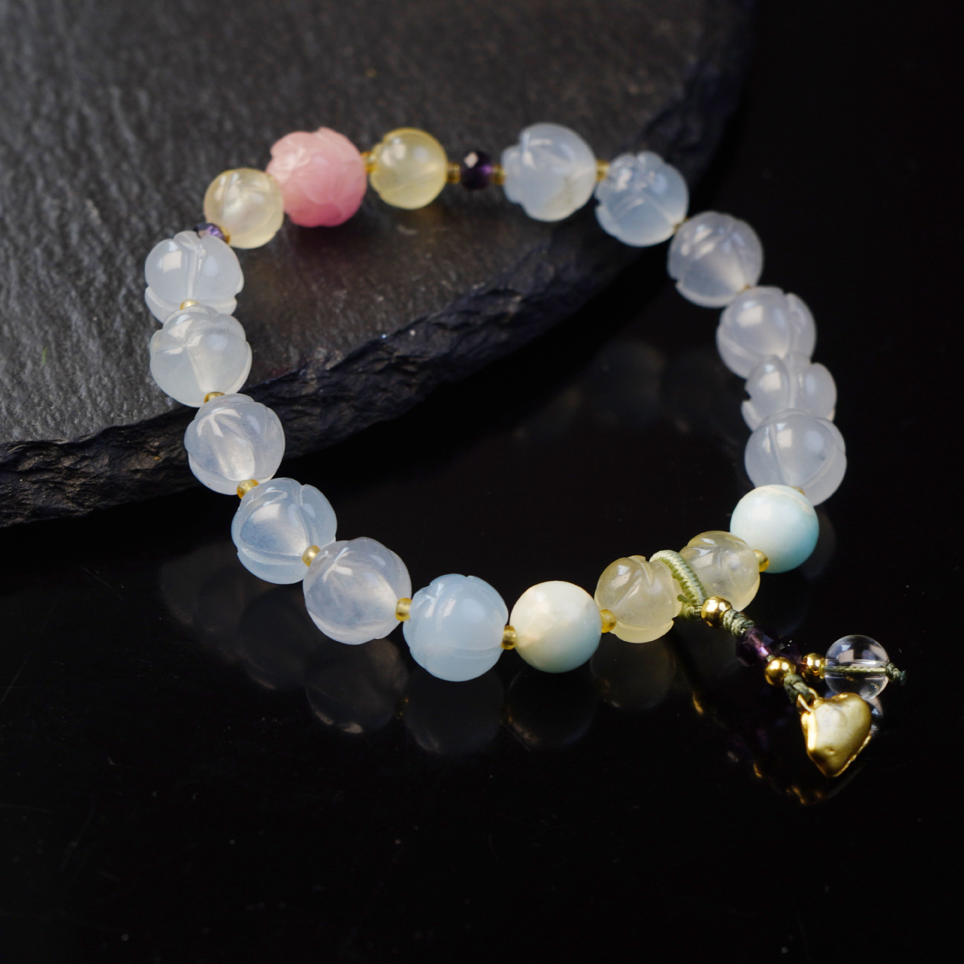 Nueva línea de seda buena suerte lilian pulsera mujer hecho a mano premium sentido boraja China loto loto hoja brocheta a mano accesorios pic 5