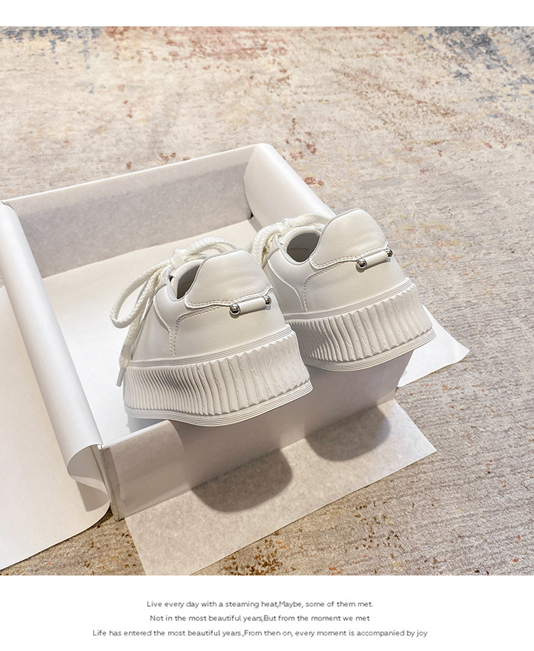 玛速主义2025春新款厚底增高小白鞋女休闲饼干圆头系带学院风板鞋详情25