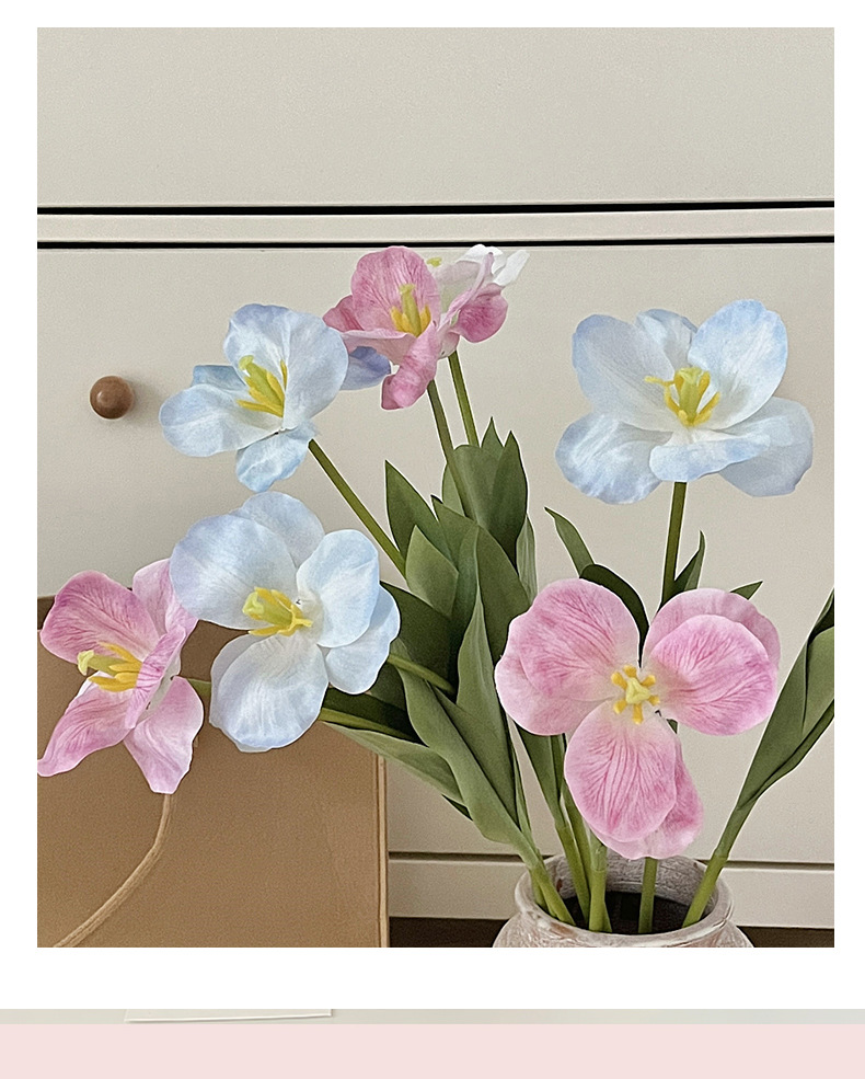 布朗尼郁金香仿真花绢花家居装饰客厅餐桌摆件婚礼堂插花布置假花详情12