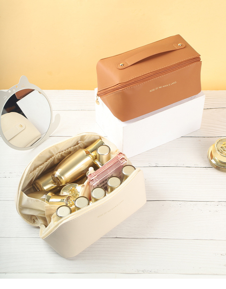 Wholesale of portable large-capacity PU hand-held toiletry bags, travel storage bags, ins internet-famous organ pillows and makeup bags pic 7