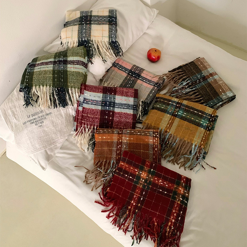 New InS-style high-end scarves for autumn and winter, striped checkered color-blocked warm scarves, starry sky scarves pic 10