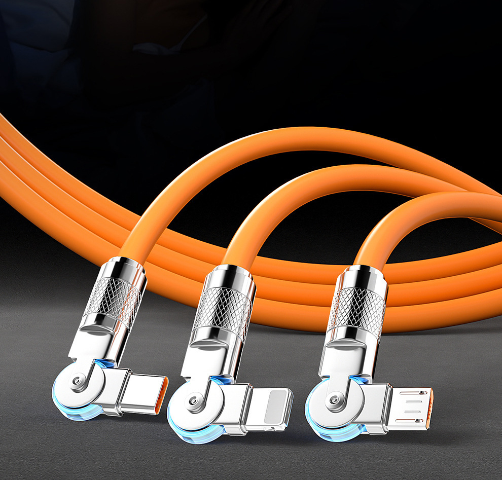 Free shipping 180° rotating machine one-to-three 120W super fast charging data cable, compatible with Apple and Huawei flash charging cables pic 22