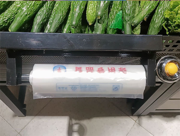 Soporte de bolsa enrollada de supermercado soporte de bolsa de compras de acero inoxidable estantes de supermercado área de suelto soporte de bolsa de rasgón de mano colgante área de suelto soporte de suspensión de bolsa de plástico tienda fresca colgante de almacenamiento de rasgón de mano vendedor super frutas y verduras bolsas de retención soportes fáciles pic 12
