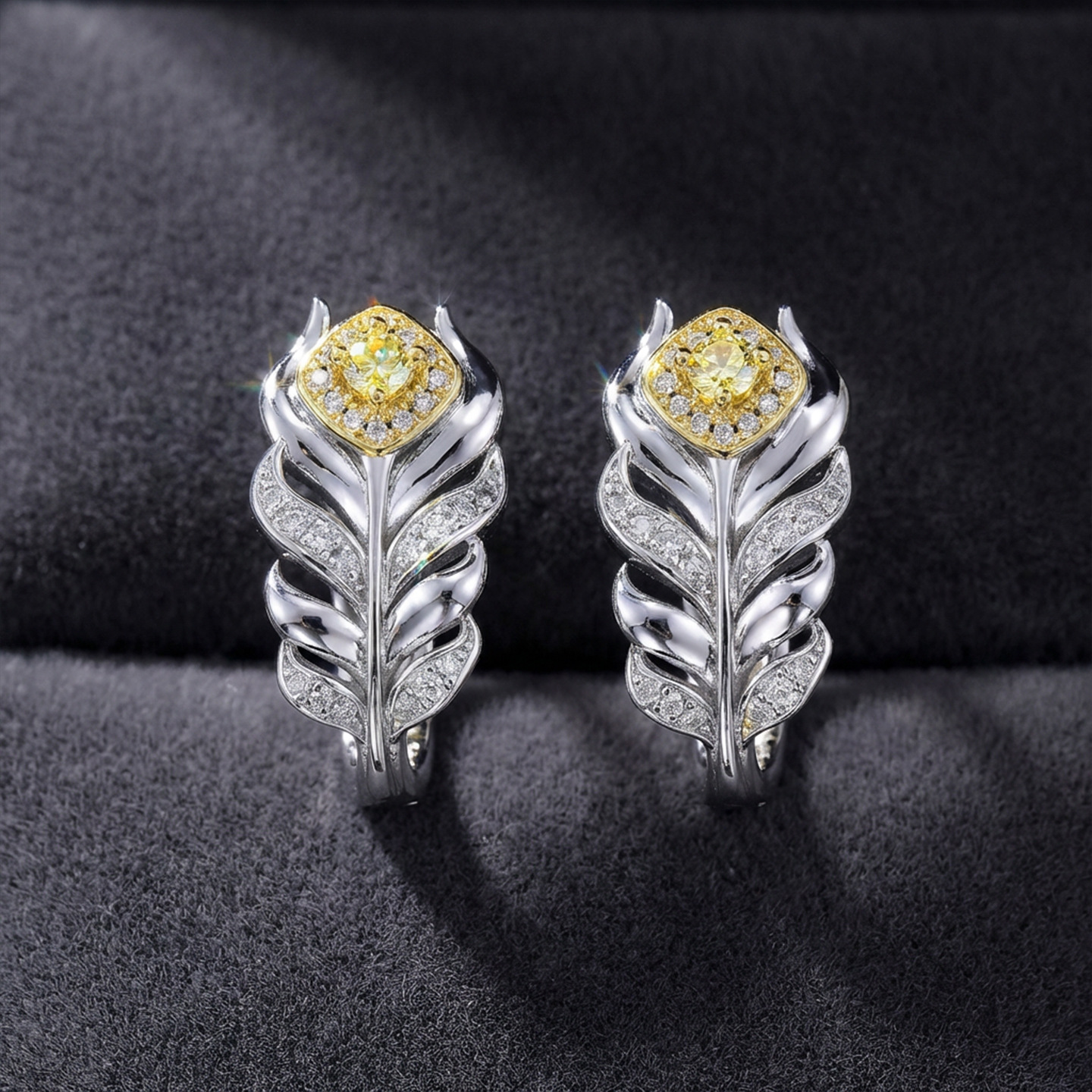 重工爆闪羽毛耳钉女新款s925纯银镀金高级感轻奢银色耳拍直播爆款详情12