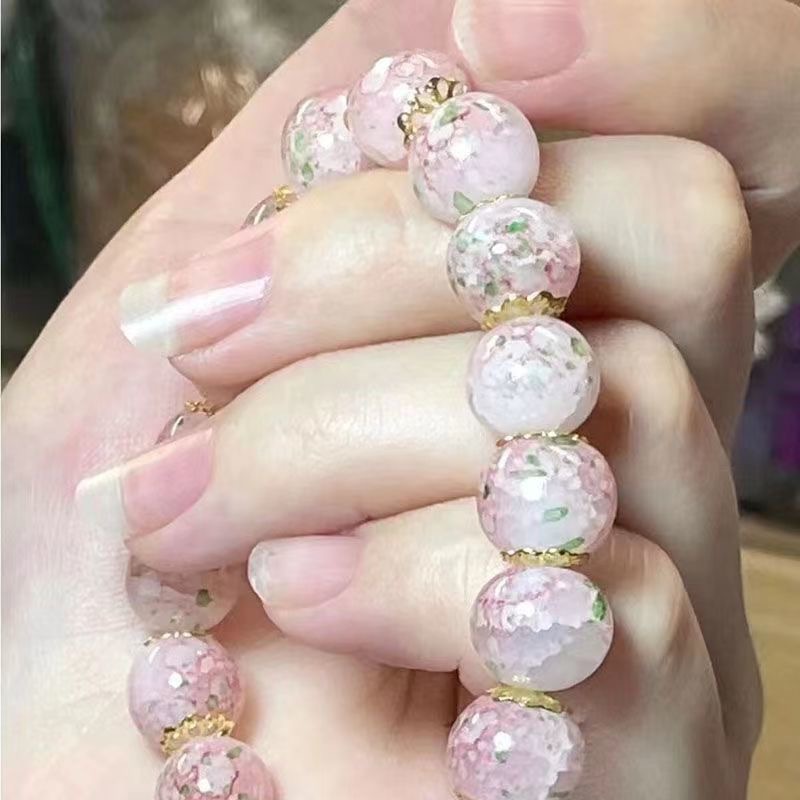 中国风樱花琉璃手串批发女串珠小众设计新款夏季学生手饰送闺蜜礼详情3