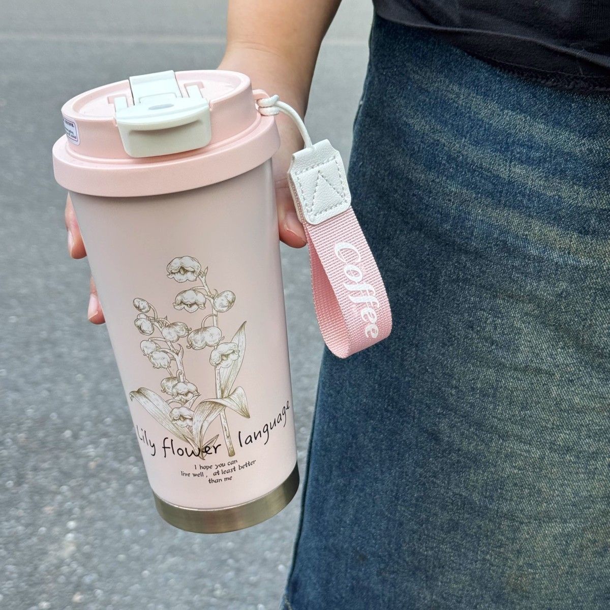 新款铃兰保温杯316不锈钢咖啡杯女生大容量高颜值吸管水杯礼品杯详情8