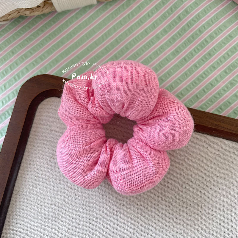 新款韩版甜美儿童发圈布艺格纹花朵充棉丸子头发绳小号皮筋发饰女详情9