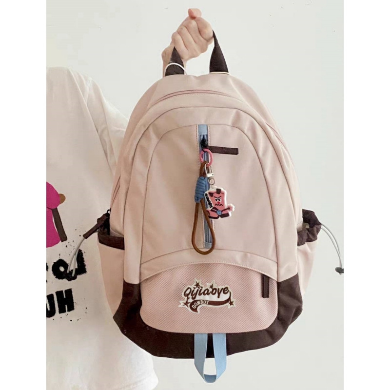 日系百搭撞色初中高中生书包休闲简约可套拉杆箱背包大容量双肩包详情13