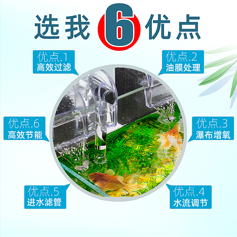 鱼缸过滤器 厂家直供 瀑布式过滤清洁增氧泵水族箱壁挂式静音外挂详情4
