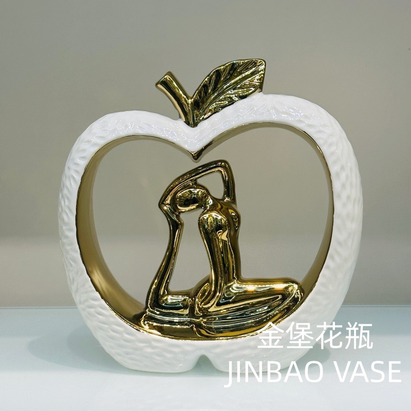 Modern simple European-style electroplated gold fruit ceramic ornaments, home TV cabinets, wine cabinets, decorative display handicrafts pic 5