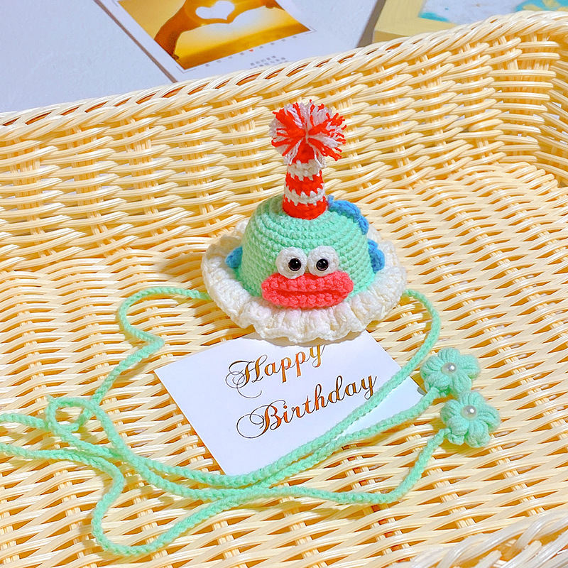 毛线钩织成品儿童可爱生日帽发饰宝宝生日拍照头饰公主装扮配饰详情9