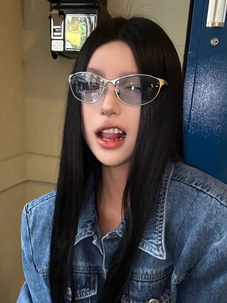 新款辣妹街拍金属猫眼墨镜凹造型美式复古太阳眼镜女防紫外线墨镜详情2