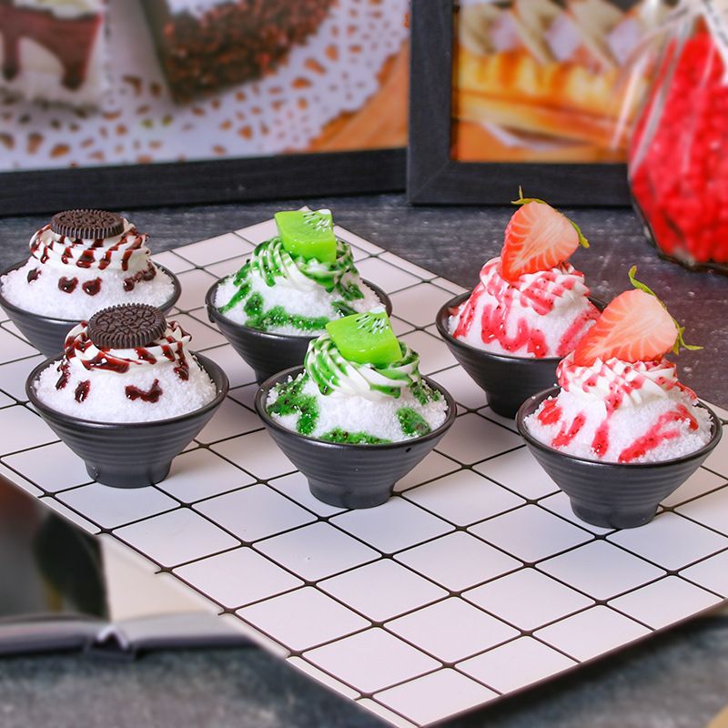 仿真沙冰小黑碗蛋糕模型冰激凌食物道具装饰物冰粉道具详情6