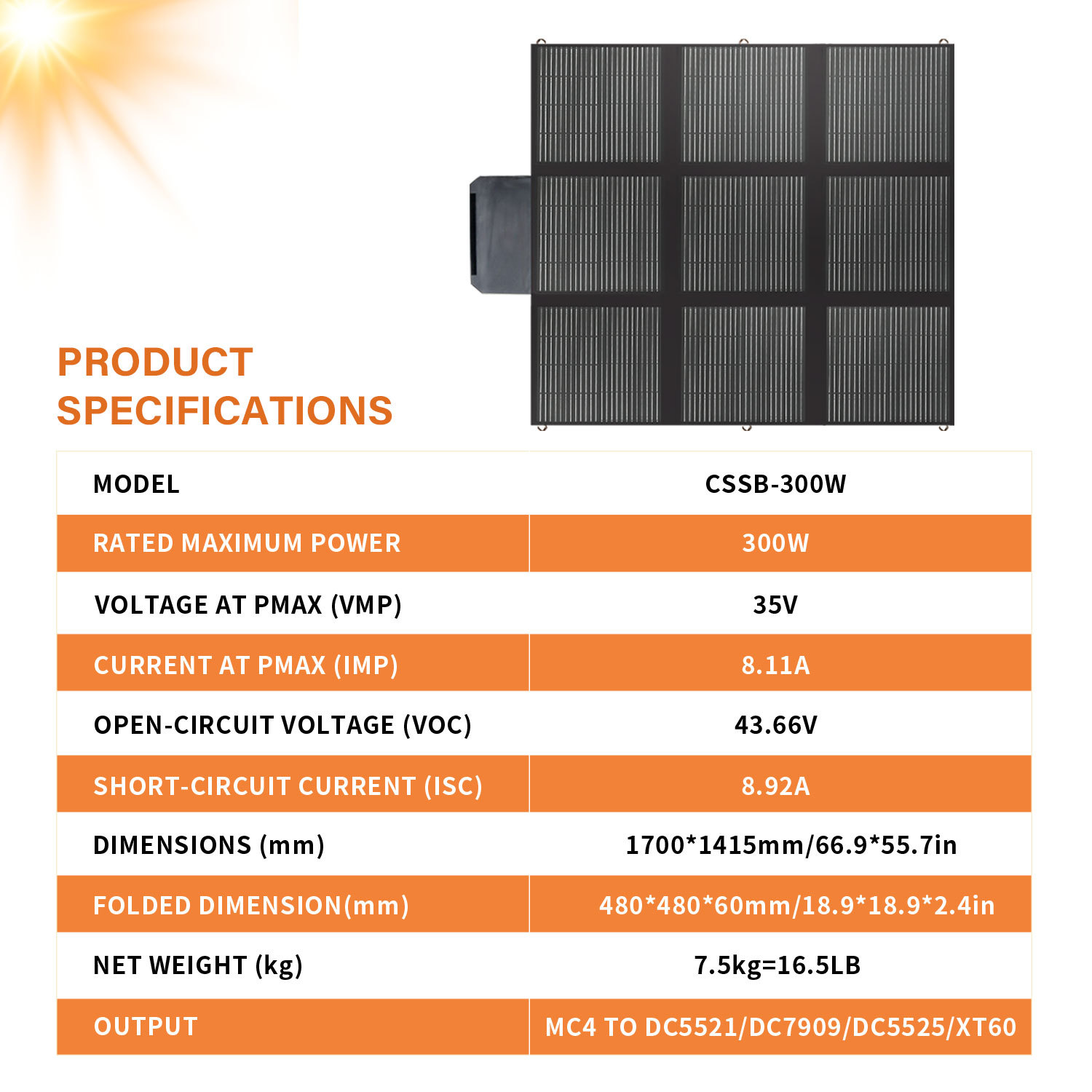 途阳300W地毯式太阳能折叠包单晶太阳能电池板户外便携应急充电详情2