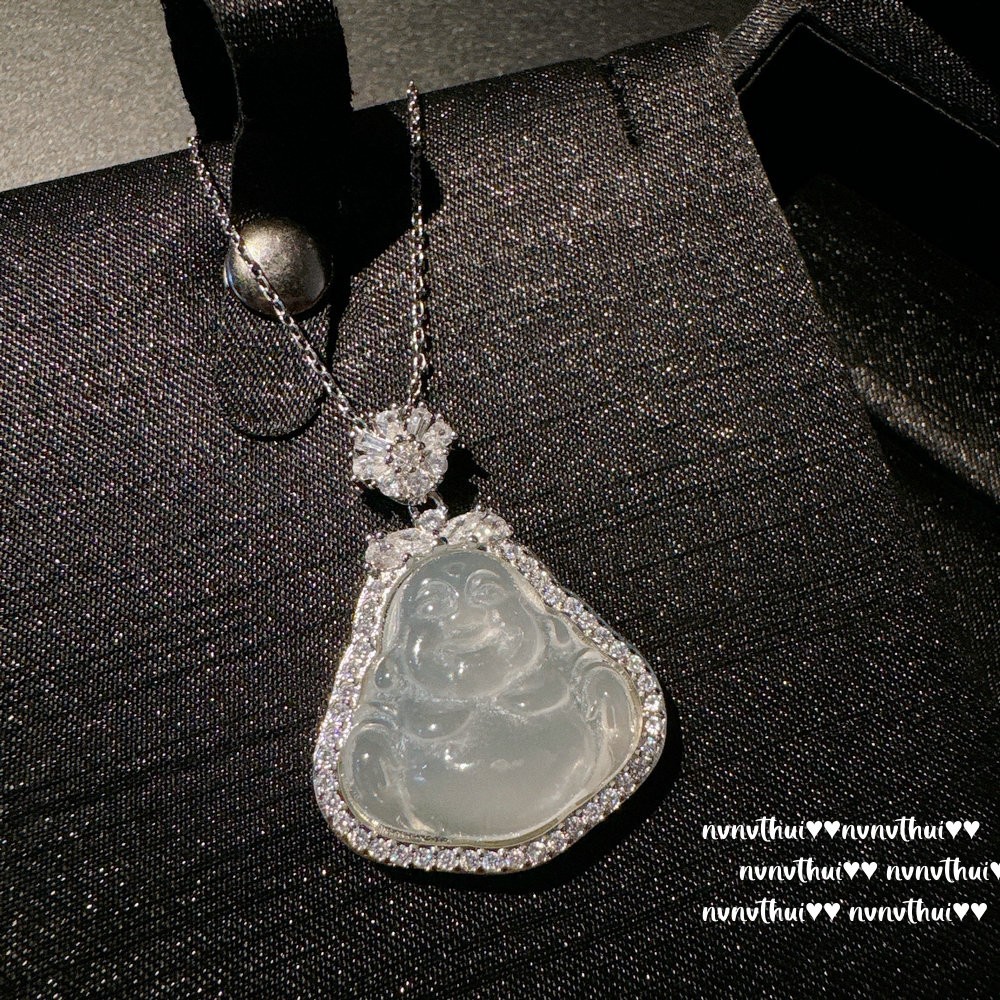 Lychee frozen white chalcedony gourd gemstone pendant necklace, water and water beautiful concubine smiling chalcedony Buddha necklace pic 14