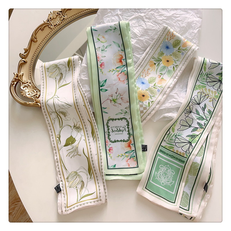 绿色花卉伴手礼盒丝巾绑包包飘带夏季女神发带清新长条绑发带详情20