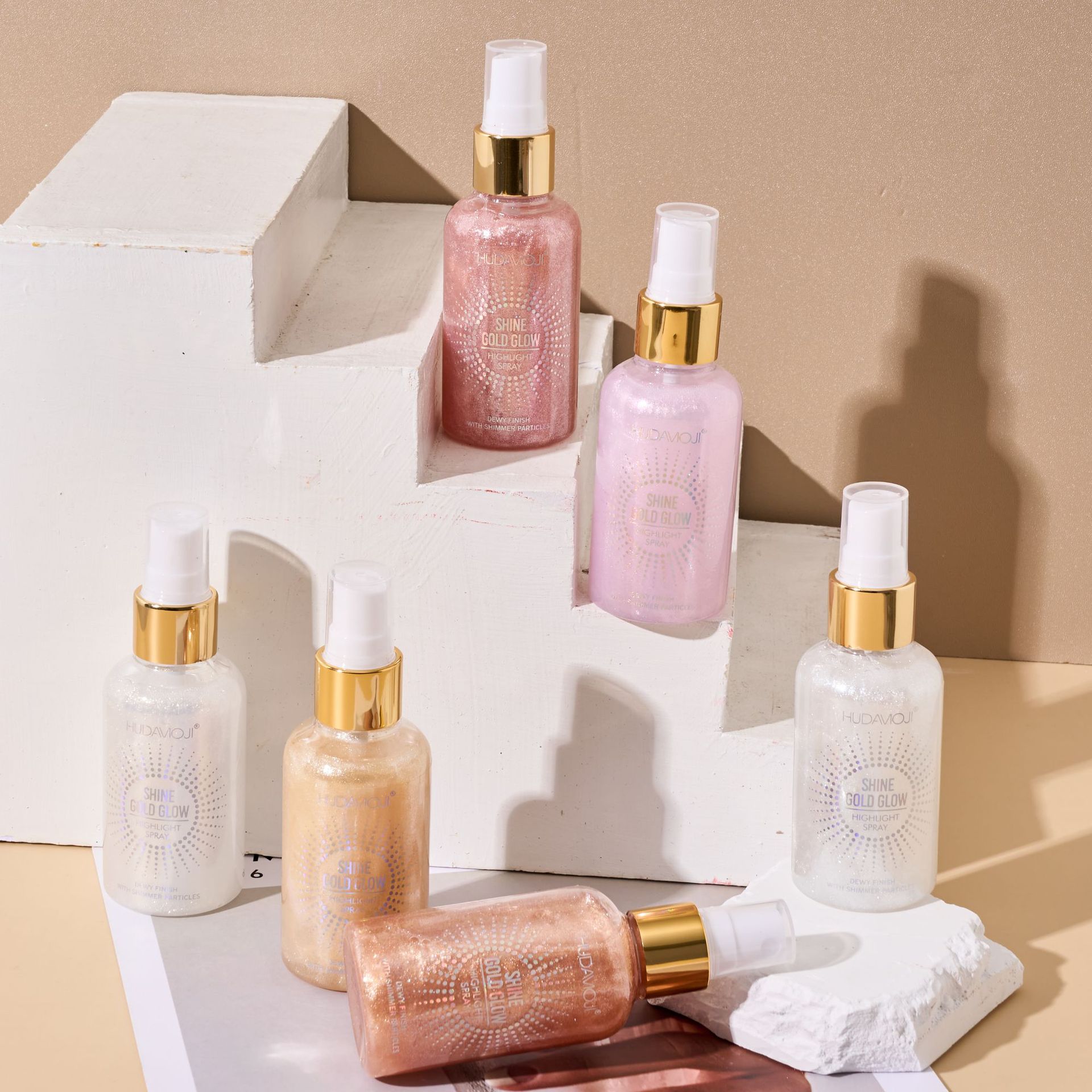 HUDAMOJI Highlight Spray Facial and body brightening Pearlescent Fine Shimmering sand-like Highlight Liquid Cross-border makeup from Europe and America pic 5
