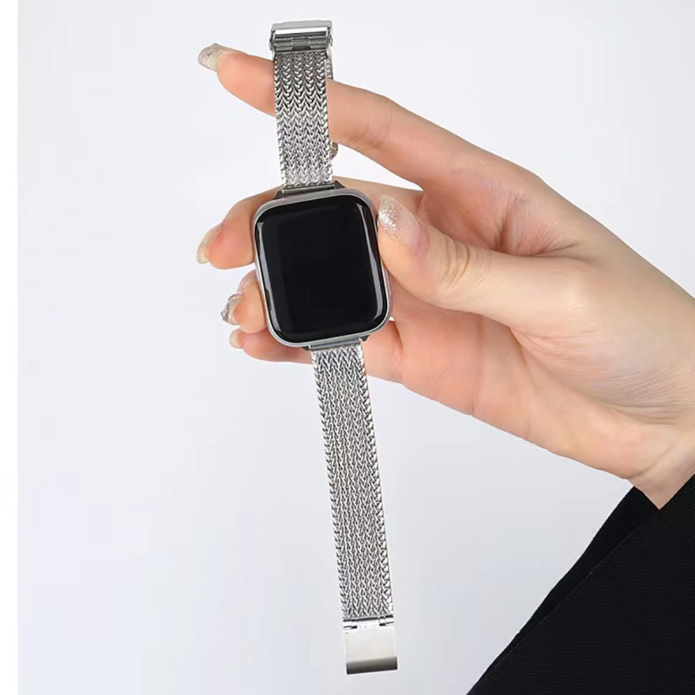 适用于苹果编织纹金属表带apple watch7/SE/6/5/4/321不锈钢麦穗详情8