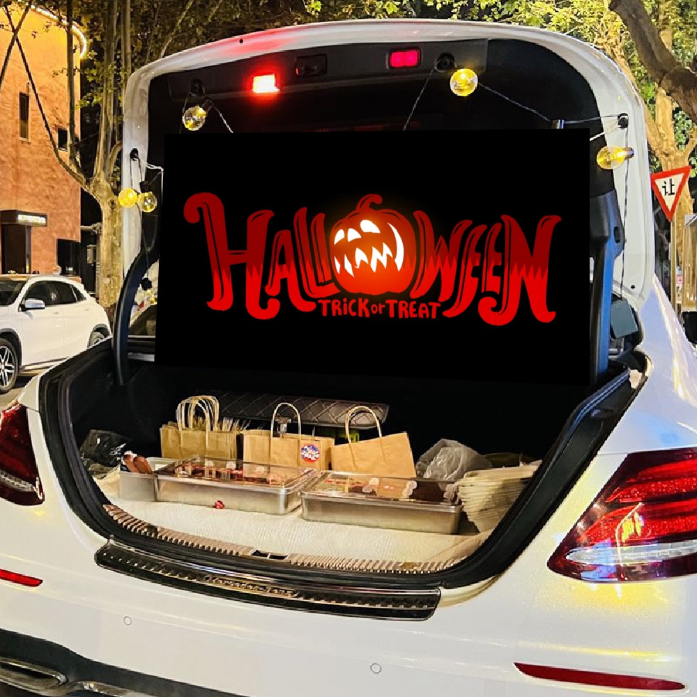 Cross-border Halloween background fabric 90*150 polyester, terrifying atmosphere, car trunk decoration banner, hanging flag pic 23
