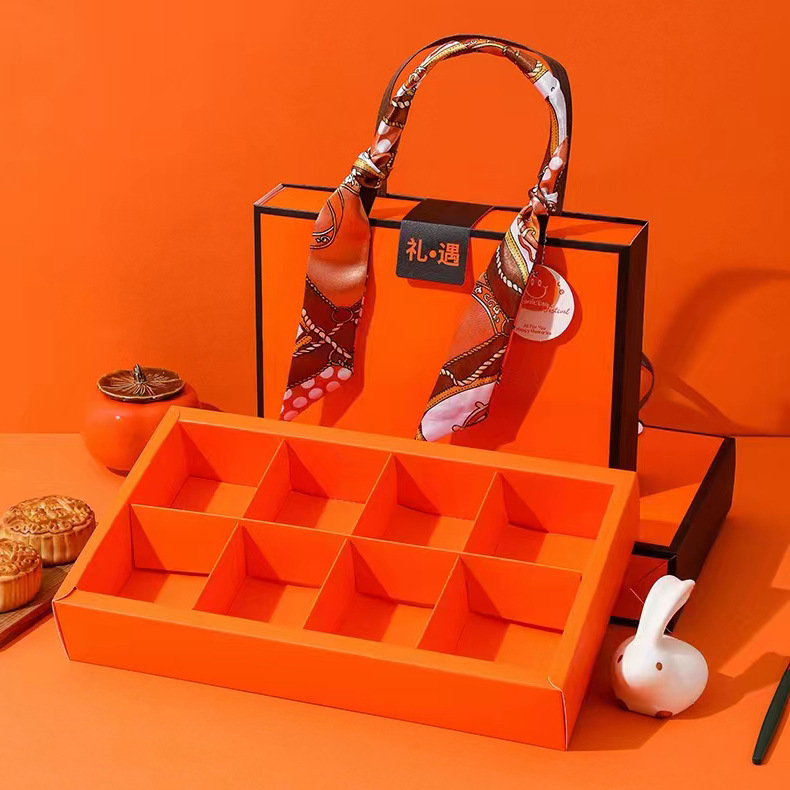 国潮 现货2025新款国潮中秋礼盒6粒装高级月饼手提折叠礼品包装盒附贺卡详情19