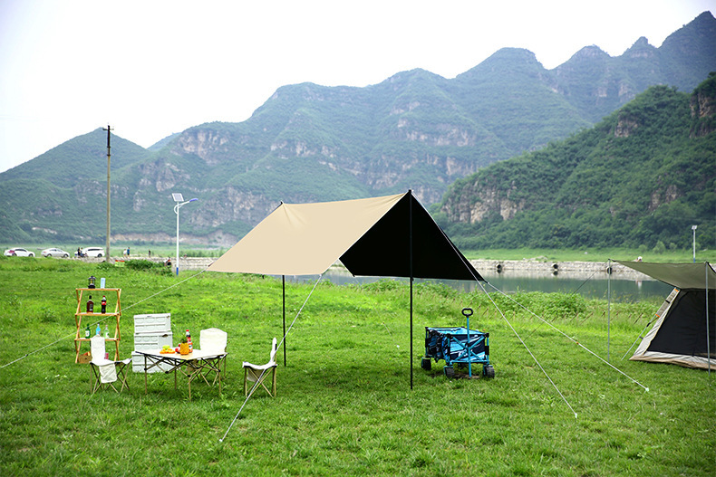 户外露营天幕野餐方形遮阳黑胶加厚防晒涂层野营防雨遮阳棚防暴雨详情19