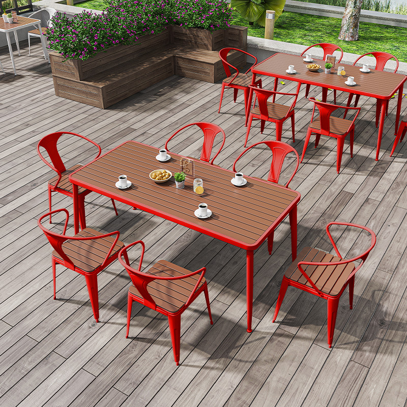 户外花园阳台防水防晒防腐木彩色桌椅室外塑木露天台庭院休闲桌椅详情7