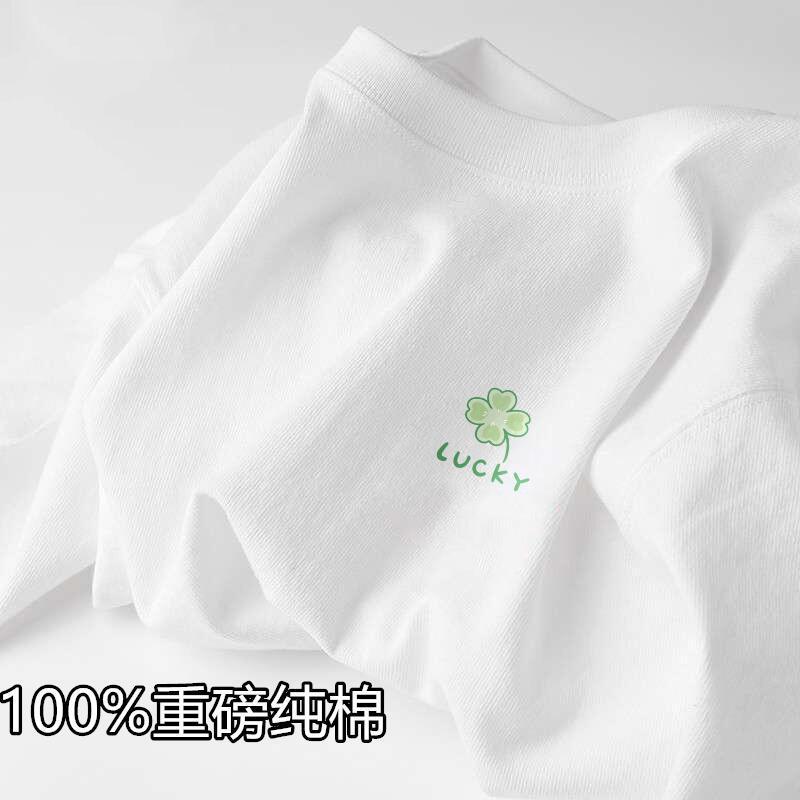 新疆纯棉短袖t恤男女同款清新简约白色打底衫ins夏季宽松半袖体恤详情4