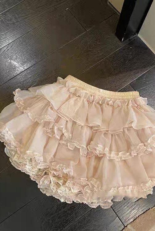 纯欲蕾丝减龄蓬蓬短裙女夏季高腰显瘦甜美风短裙JK打底蛋糕裙裙裤详情8