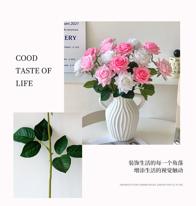 手感保湿润玫瑰花高级感逼真仿真花假花居装饰婚庆手捧花厂家批发详情7