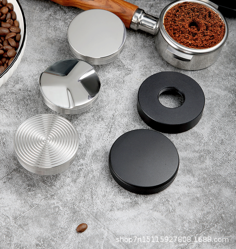 Stainless steel plastic coffee cloth powder maker, flat-bottomed three-paddle threaded powder press, macaron powder hammer, 51/53/58mm pic 20