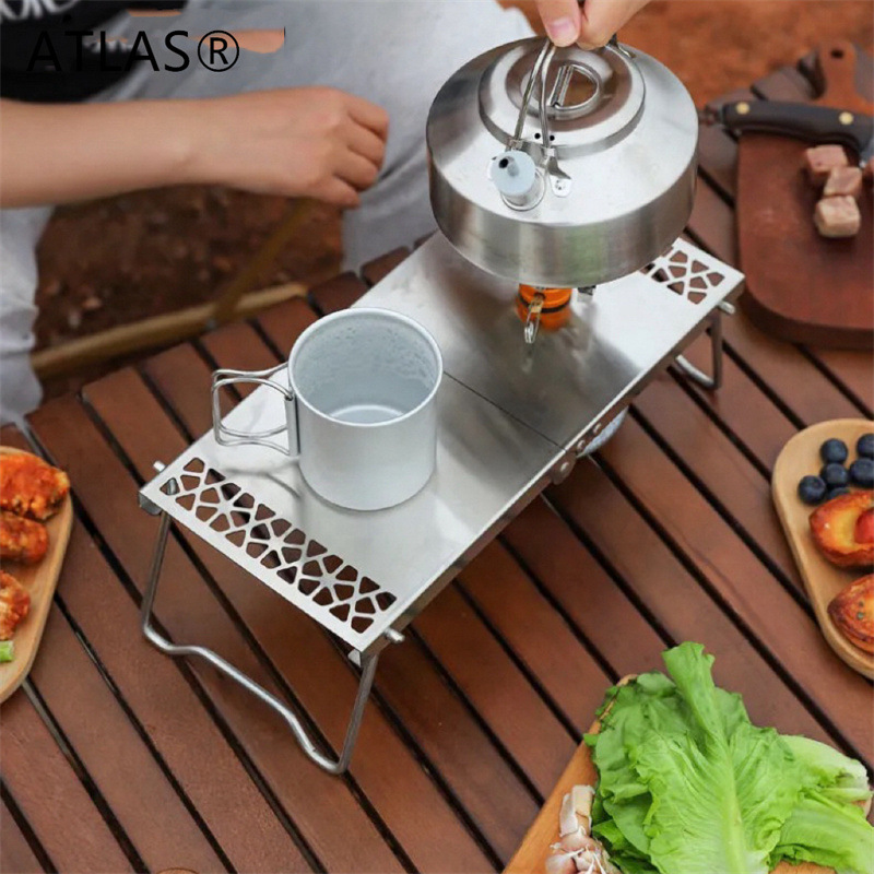 Portable folding mini outdoor gas stove, camping cookware, windproof and quick-heating camping burner, one-piece mini burner pic 5