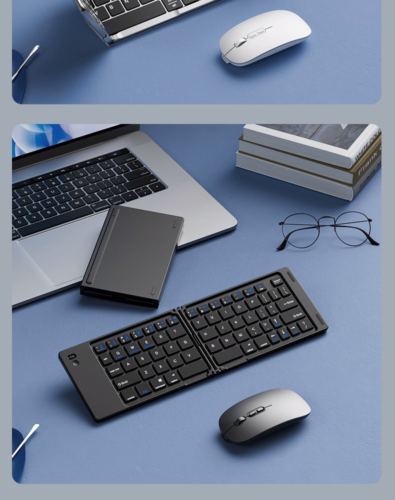 Cross-border three-fold keyboard, wireless Bluetooth, foldable small keyboard, suitable for desktop computers, Xiaomi notebook set pic 21