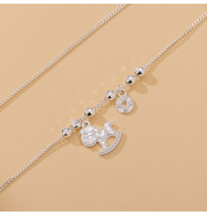 马上有钱~s925纯银碎冰冰木马项链女 招财小众高级时尚精致锁骨链详情8